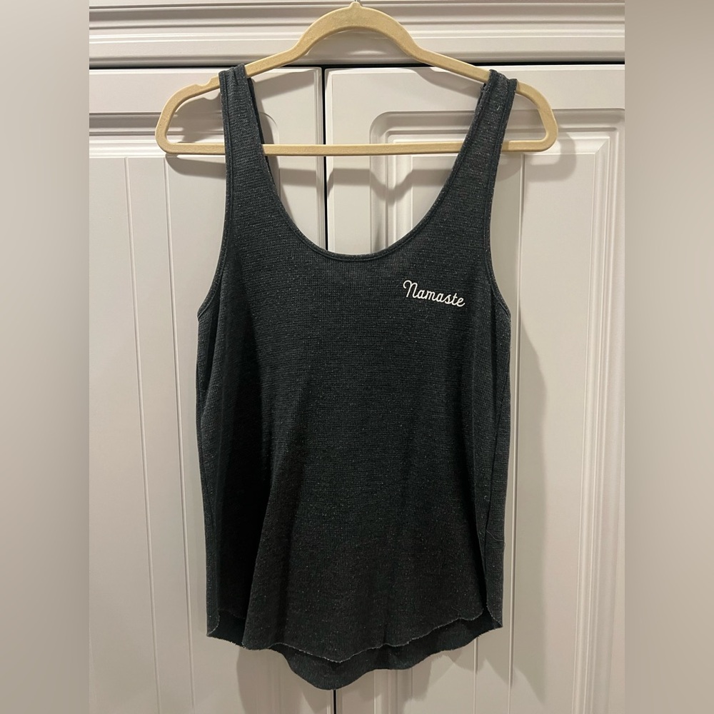 Spiritual Gangster Charcoal Tank Top with Namaste Embroidery